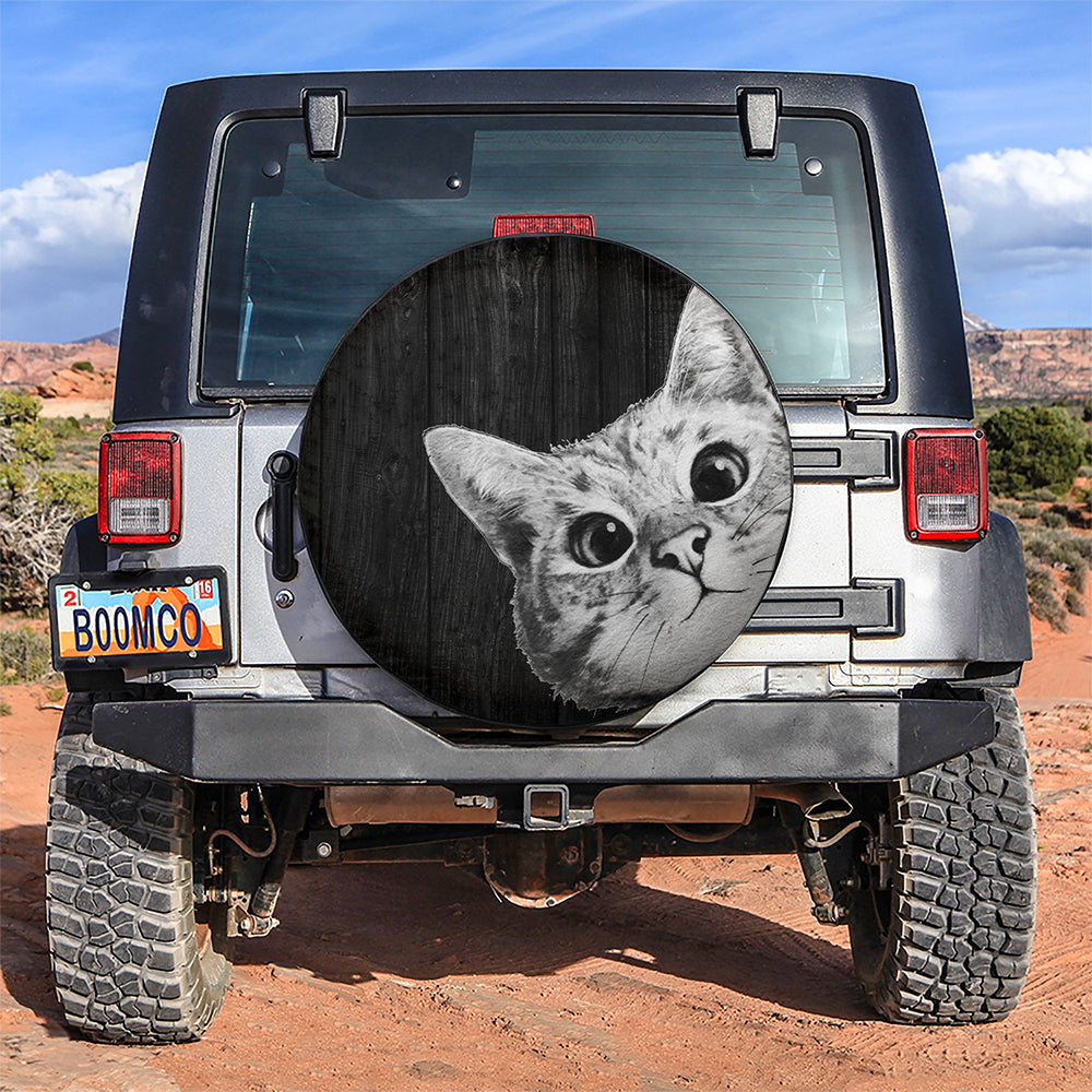 Cat Face Looking Car Spare Tire Covers Gift For Campers Nearkii