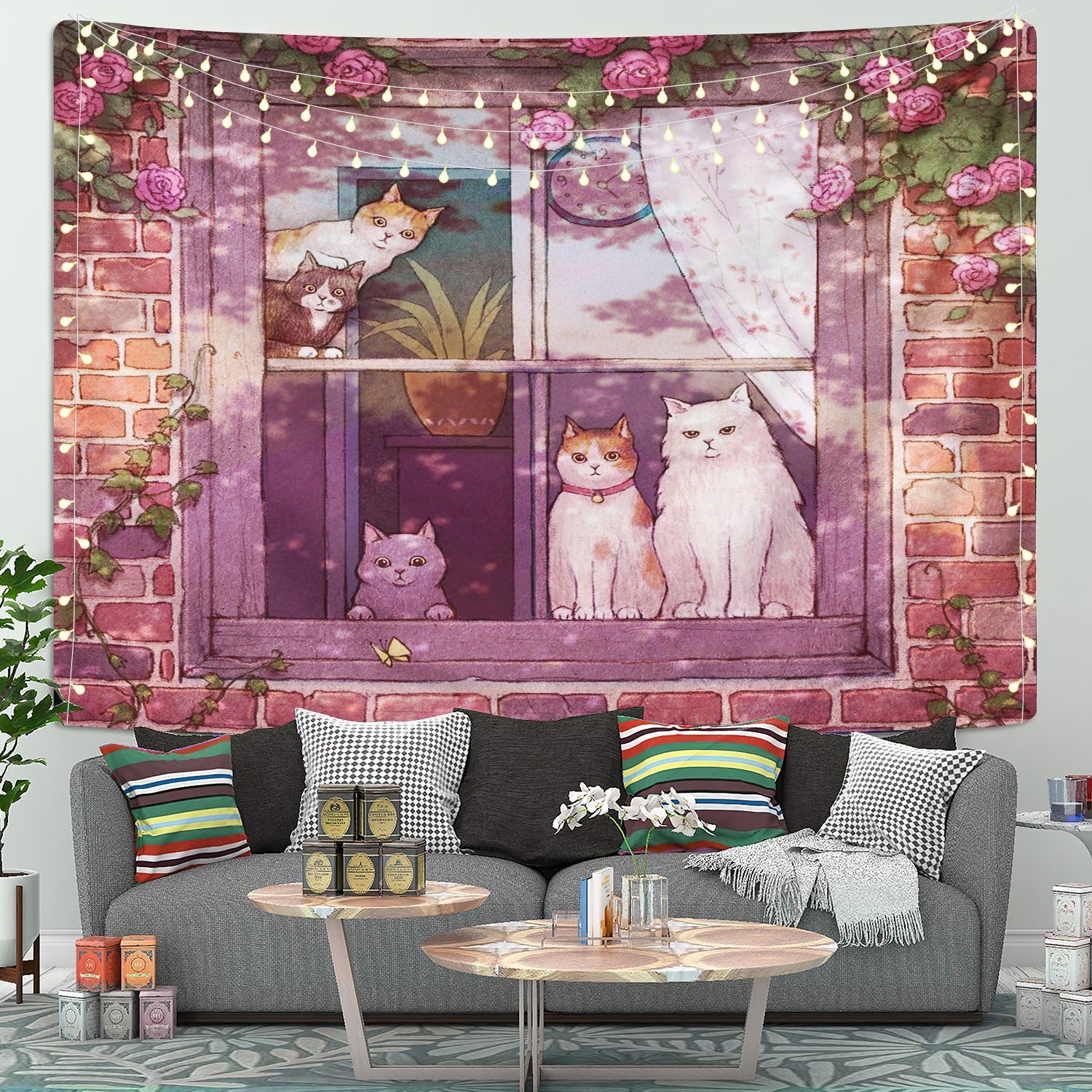 Cat On The Window Tapestry Room Decor Nearkii