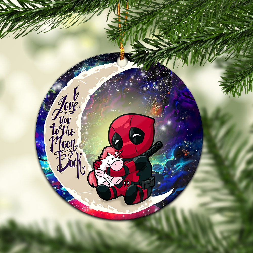 Chibi Deadpool Unicorn Toy Love You To The Moon Galaxy Mica Circle Ornament Perfect Gift For Holiday Nearkii