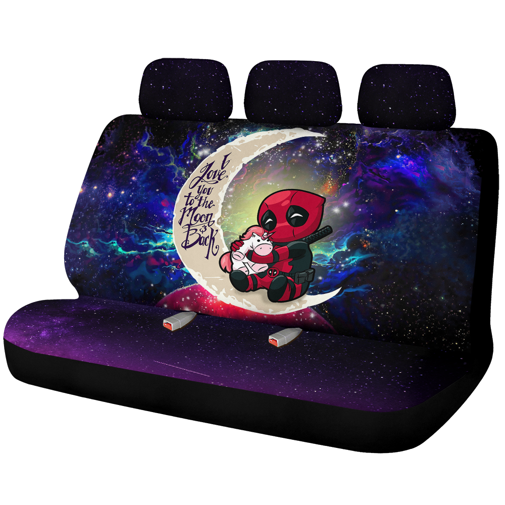 Chibi Deadpool Unicorn Toy Love You To The Moon Galaxy Premium Custom Car Back Seat Covers Decor Protectors Nearkii