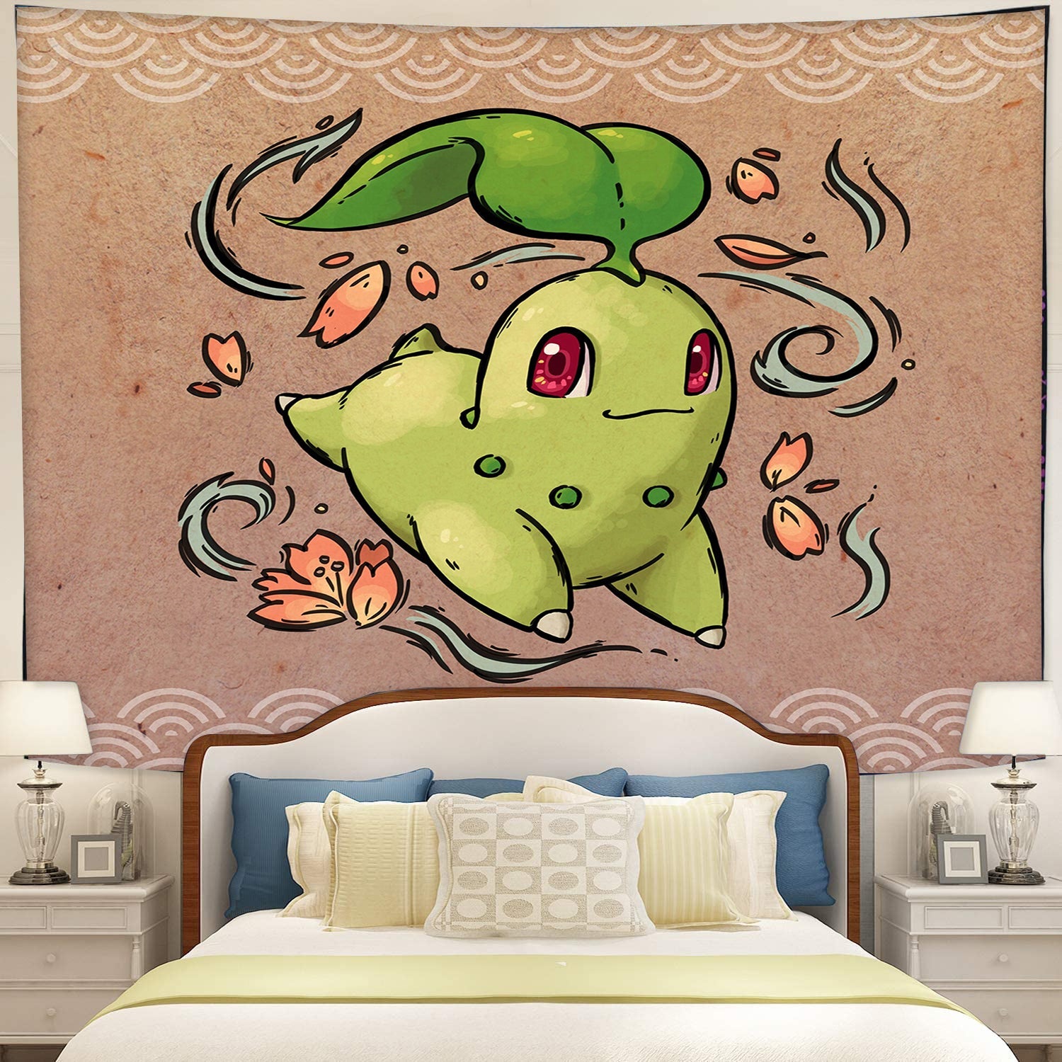 Chikorita Pokemon Tapestry Room Decor Nearkii