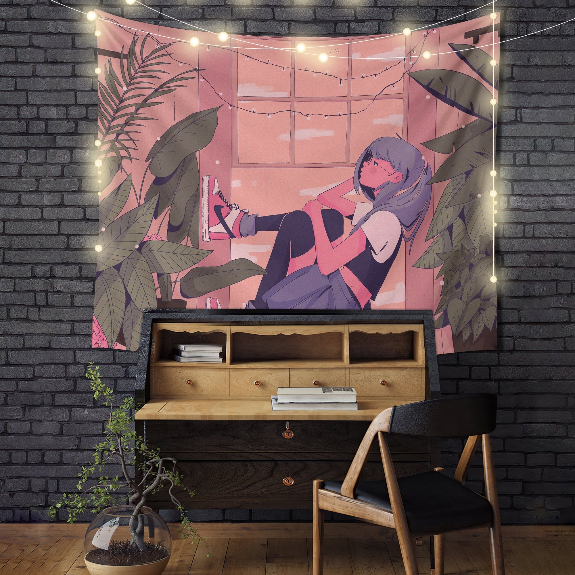 Chill Lofi Girl Art Tapestry Room Decor Nearkii