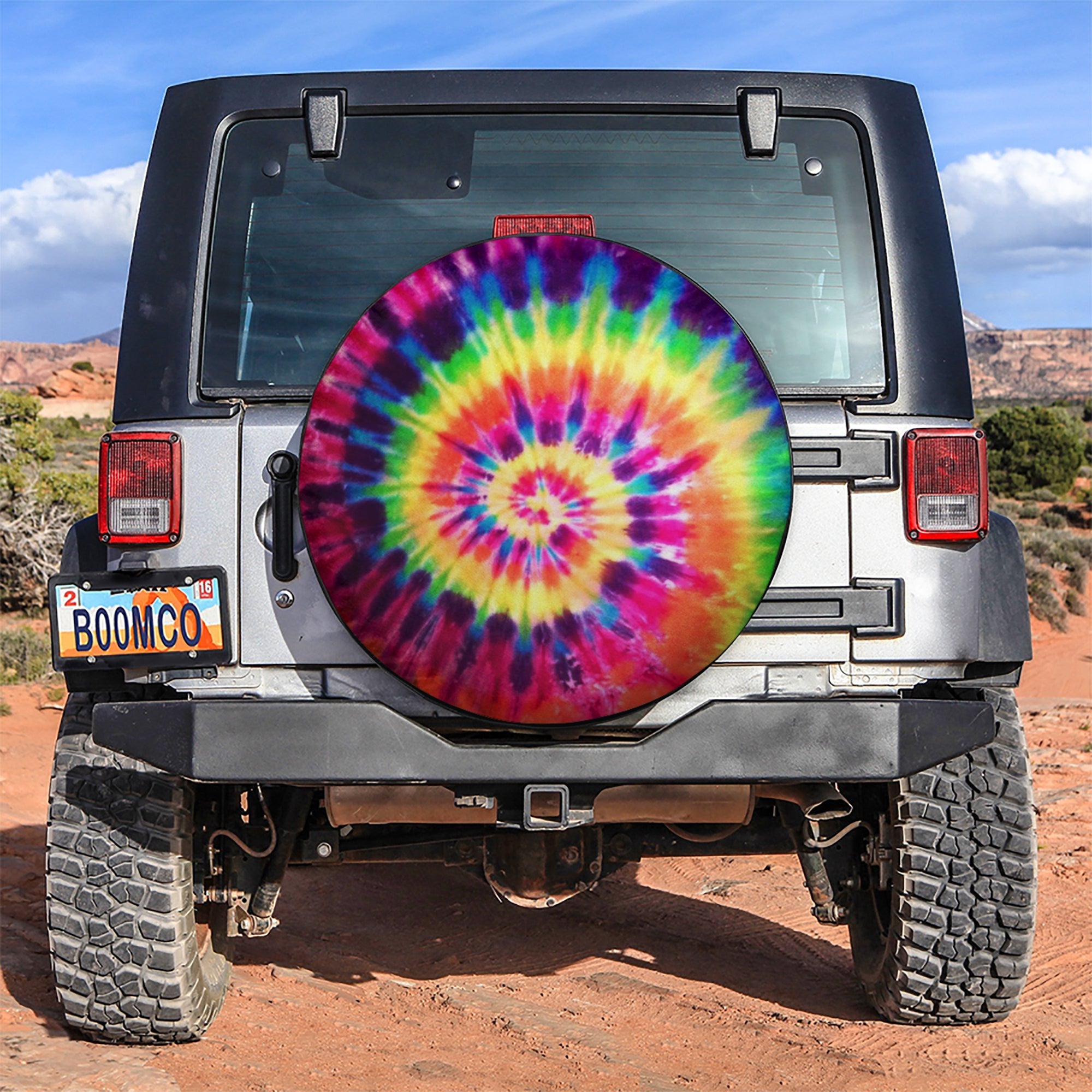 Colorful Tie Dye Jeep Car Spare Tire Cover Gift For Campers Nearkii