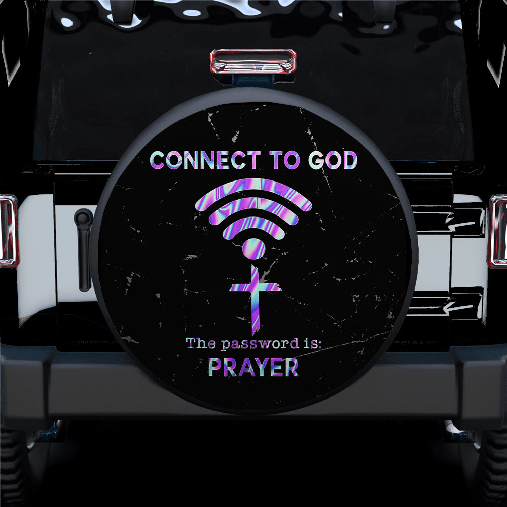 Connected To God-Password Prayer Jeep Car Spare Tire Cover Gift For Campers Nearkii