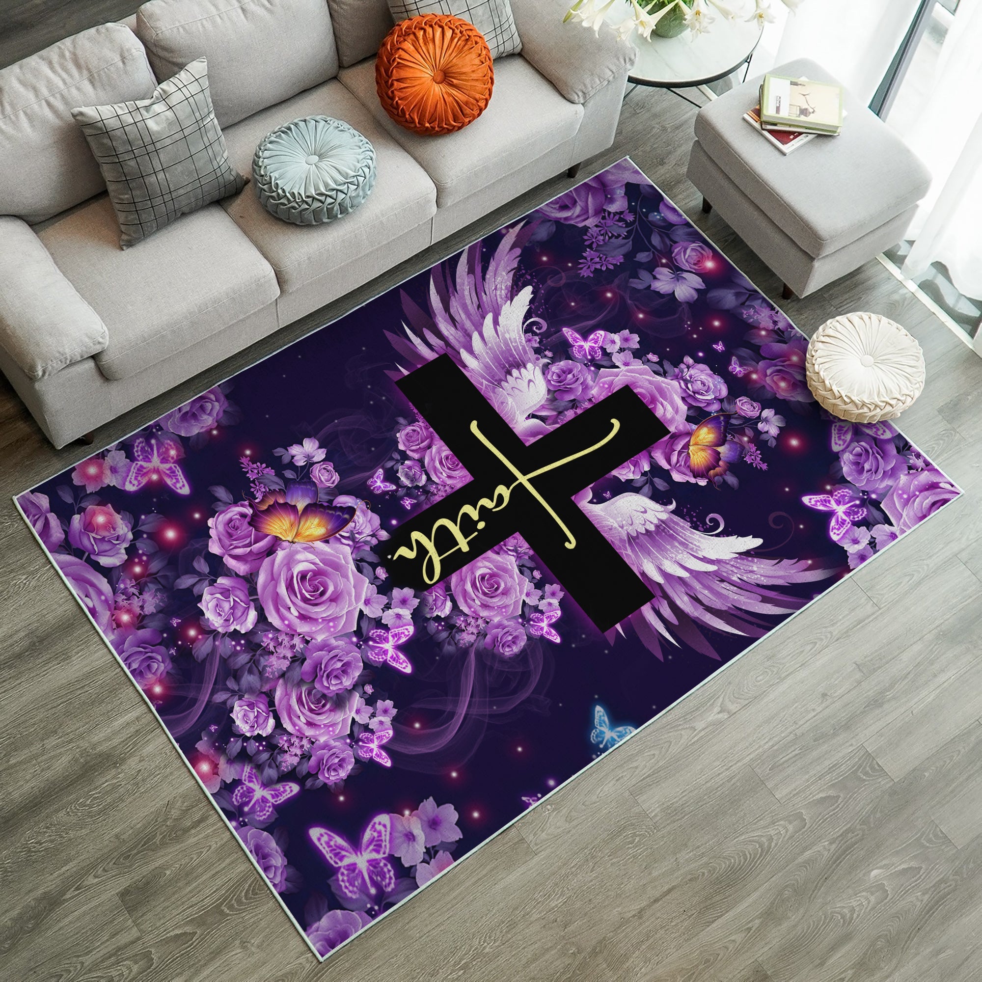 Cross Faith Rug Carpet Rug Home Room Decor Nearkii