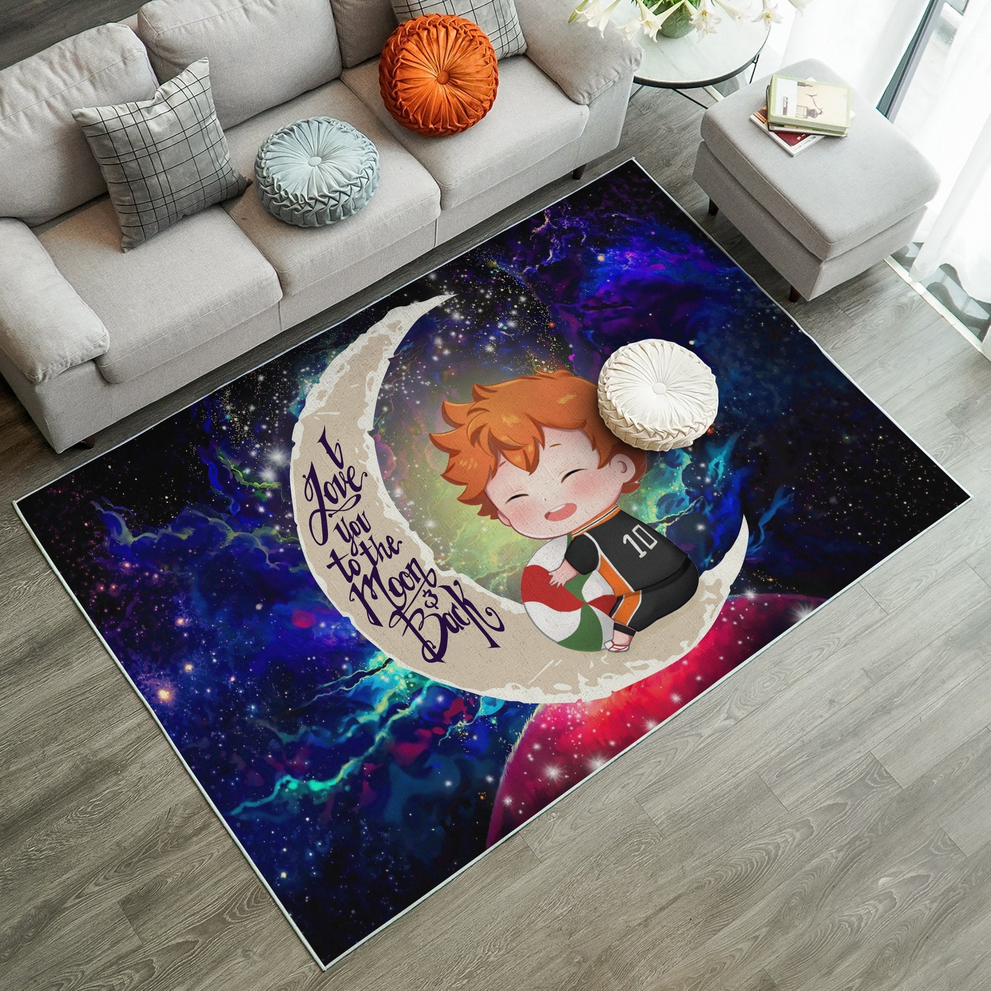 Cute Hinata Haikyuu Love You To The Moon Galaxy Carpet Rug Home Room Decor Nearkii