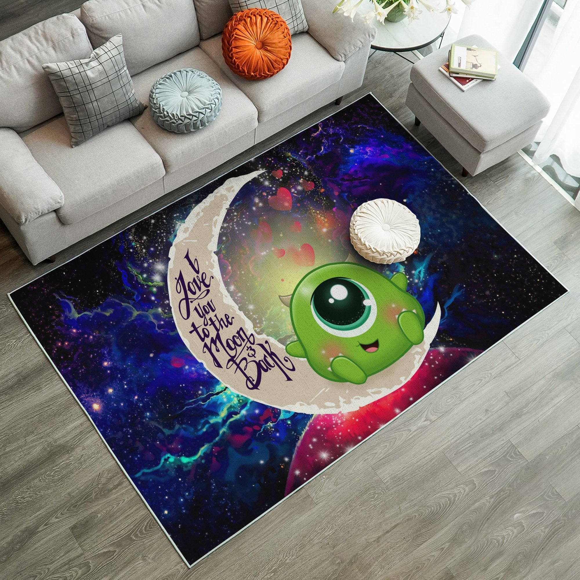 Cute Mike Monster Inc Love You To The Moon Galaxy Carpet Rug Home Room Decor Nearkii