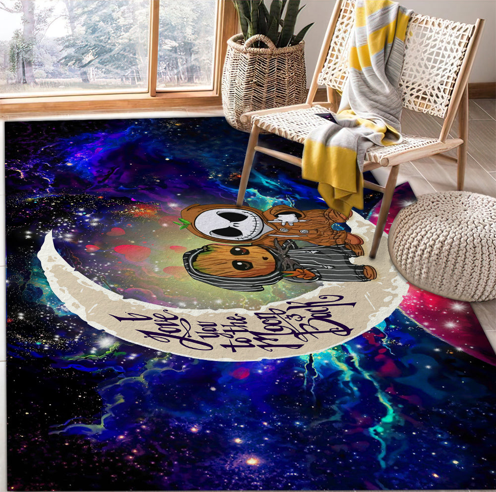 Cute Baby Groot And Jack Nightmare Before Christmas Love You To The Moon Galaxy Rug Carpet Rug Home Room Decor Nearkii