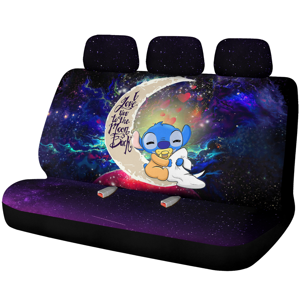 Cute Baby Stitch Sleep Love You To The Moon Galaxy Premium Custom Car Back Seat Covers Decor Protectors Nearkii