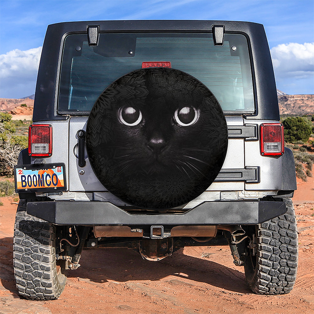 Cute Black Cat Car Spare Tire Cover Gift For Campers Nearkii