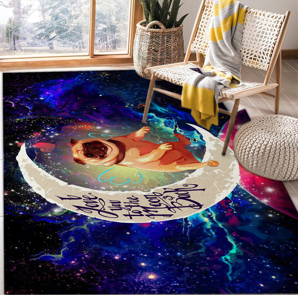 Cute Bull Dog Love You To The Moon Galaxy Rug Carpet Rug Home Room Decor Nearkii