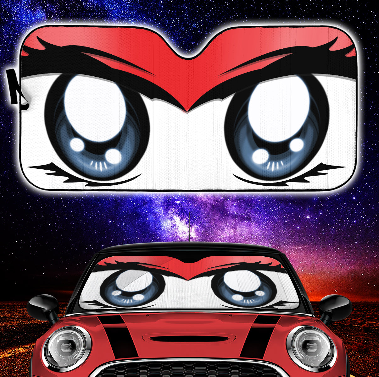 Cute Cartoon Eyes Red Auto Sun Shades Nearkii