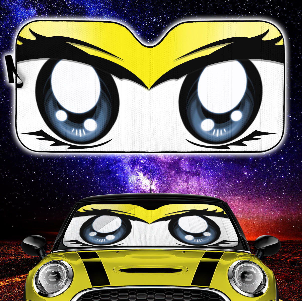 Cute Cartoon Eyes Yellow Auto Sun Shades Nearkii