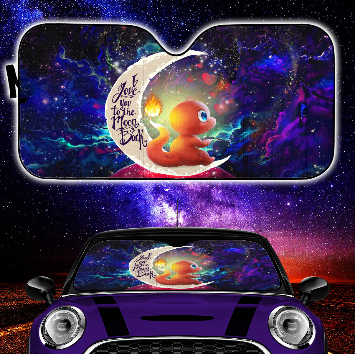 Cute Charmander Pokemon Love You To The Moon Galaxy Car Auto Sunshades Nearkii