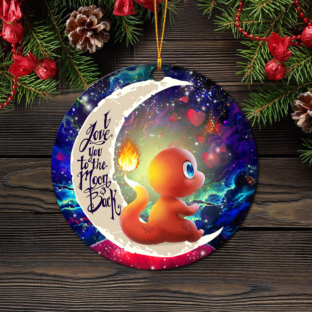 Cute Charmander Pokemon Love You To The Moon Galaxy Mica Circle Ornament Perfect Gift For Holiday Nearkii