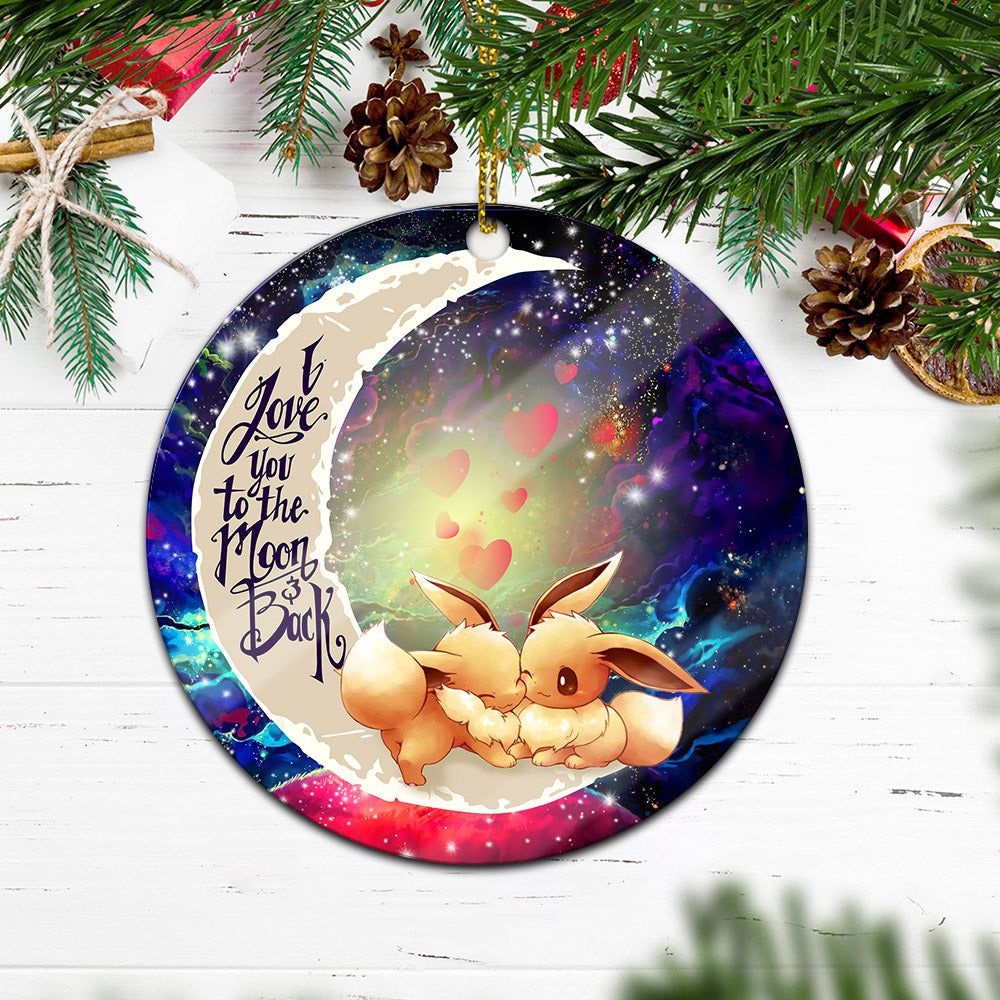 Cute Eevee Pokemon Couple Love You To The Moon Galaxy Mica Circle Ornament Perfect Gift For Holiday Nearkii