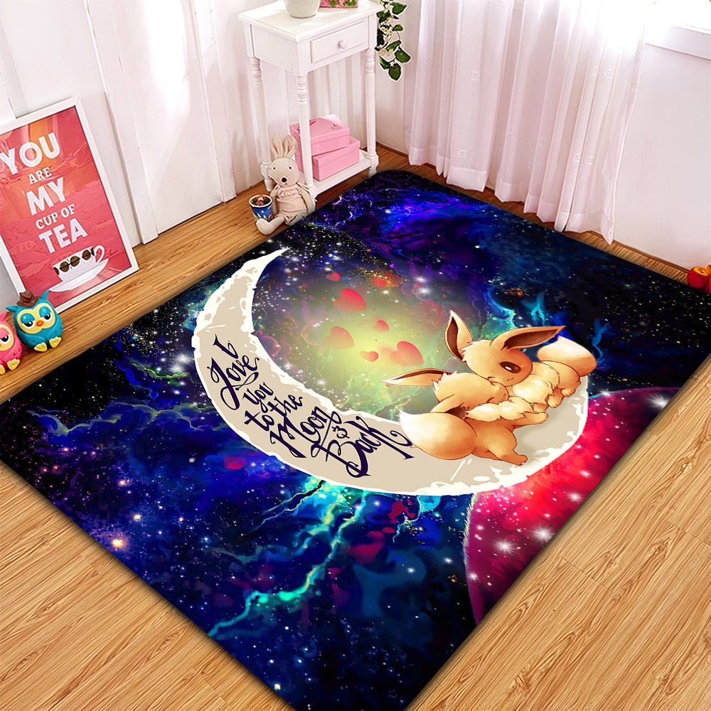 Cute Eevee Pokemon Couple Love You To The Moon Galaxy Carpet Rug Home Room Decor Nearkii