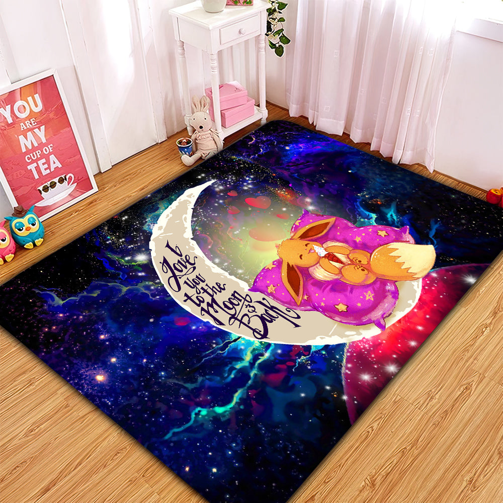 Cute Eevee Pokemon Sleep Night Love You To The Moon Galaxy Rug Carpet Rug Home Room Decor Nearkii