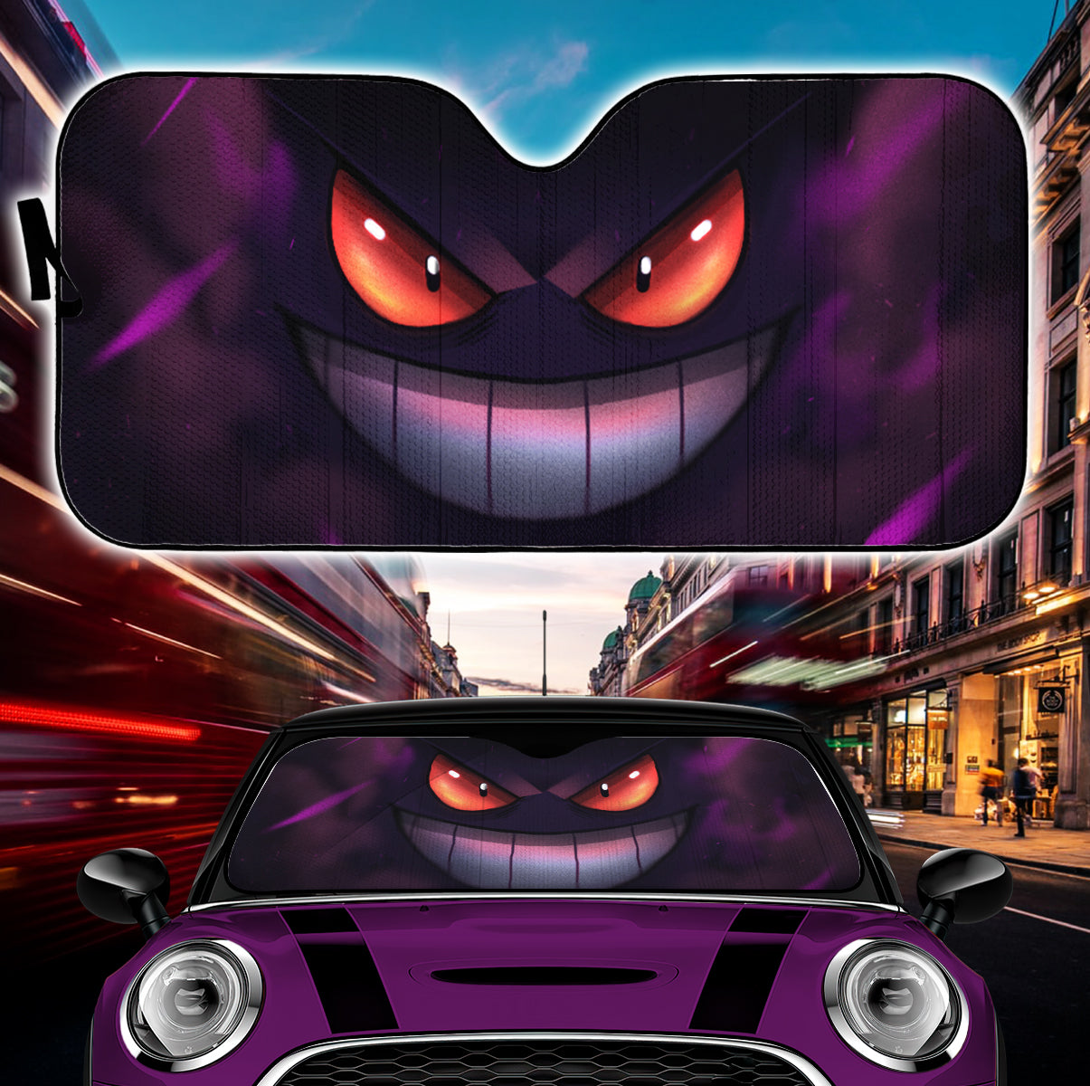 Cute Gengar Pokemon Face Car Auto Sunshades Nearkii