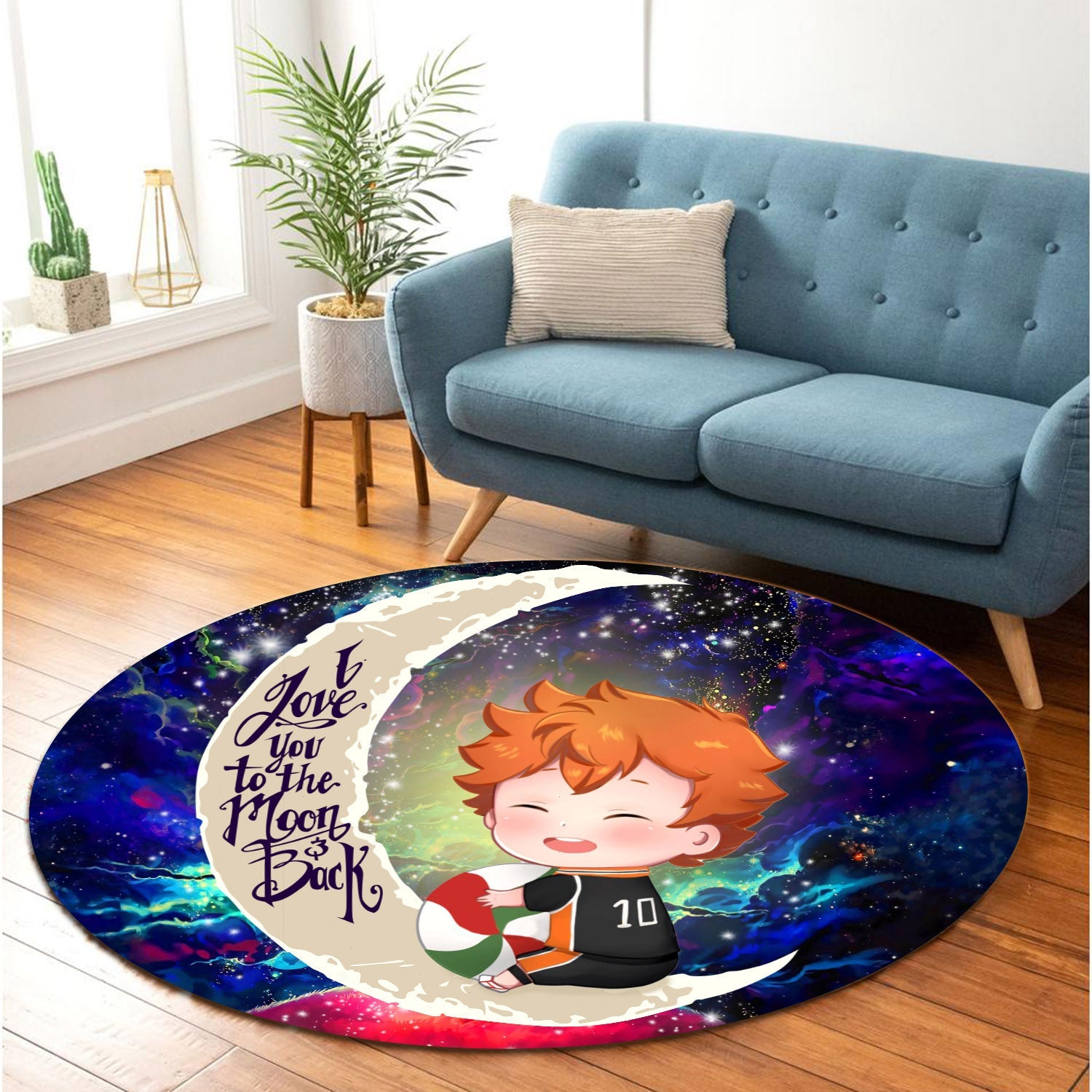 Cute Hinata Haikyuu Love You To The Moon Galaxy Round Carpet Rug Bedroom Livingroom Home Decor Nearkii