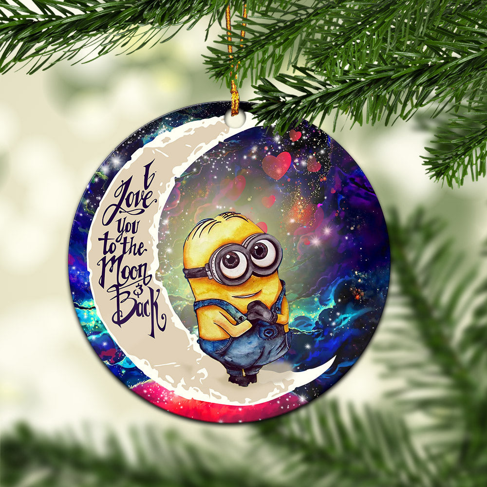 Cute Minions Despicable Me Love You To The Moon Galaxy Mica Circle Ornament Perfect Gift For Holiday Nearkii