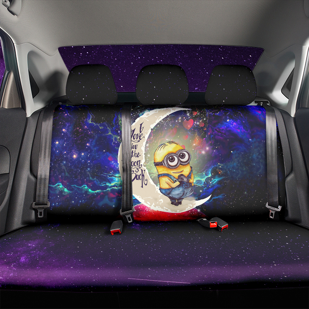 Cute Minions Despicable Me Love You To The Moon Galaxy Premium Custom Car Back Seat Covers Decor Protectors Nearkii