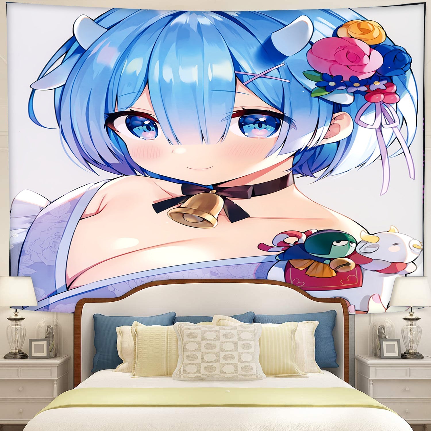 Cute Rem ReZero Tapestry Room Decor Nearkii