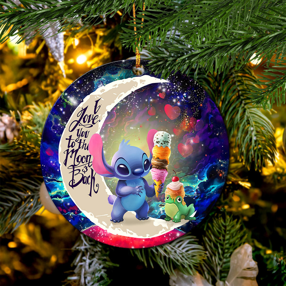 Cute Stitch Frog Icecream Love You To The Moon Galaxy Mica Circle Ornament Perfect Gift For Holiday Nearkii