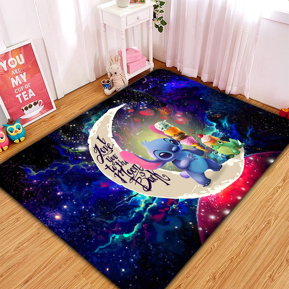 Cute Stitch Frog Icecream Love You To The Moon Galaxy Rug Carpet Rug Home Room Decor Nearkii