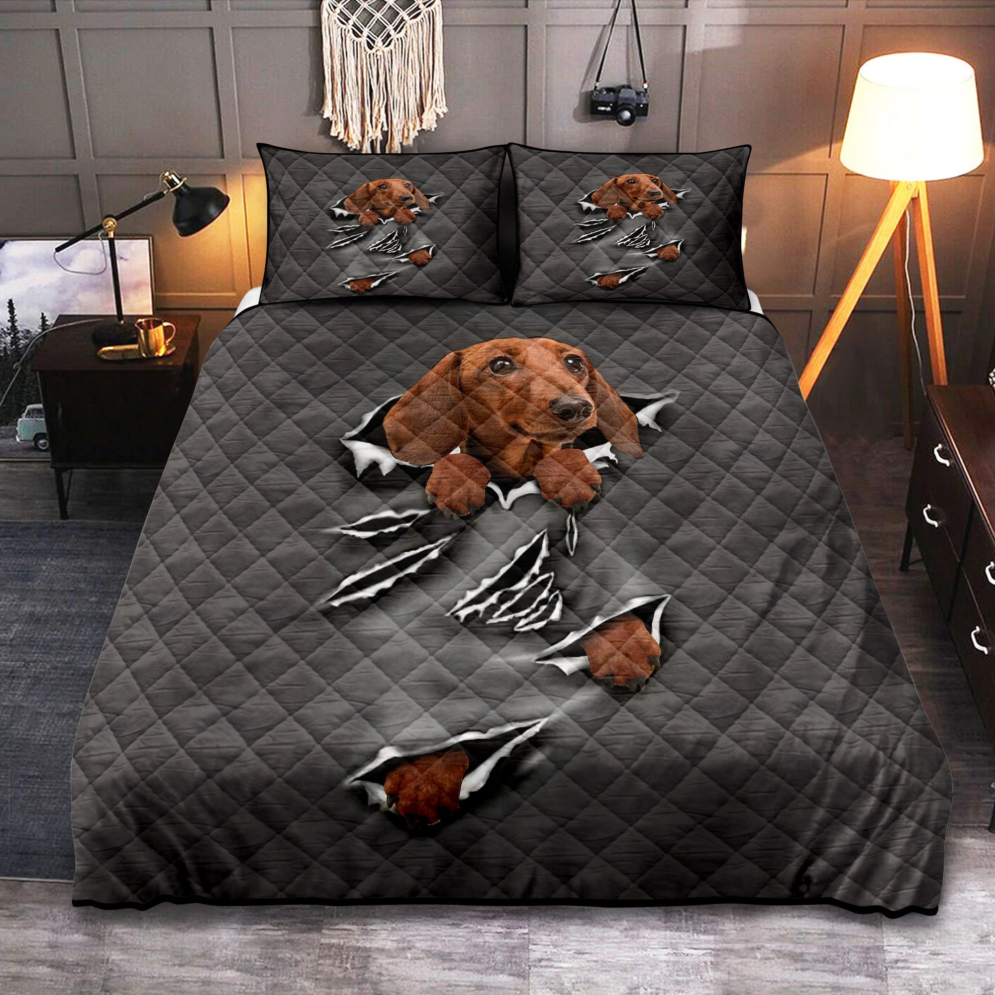 Dachshund Cute Hanging Quilt Bed Sets Nearkii