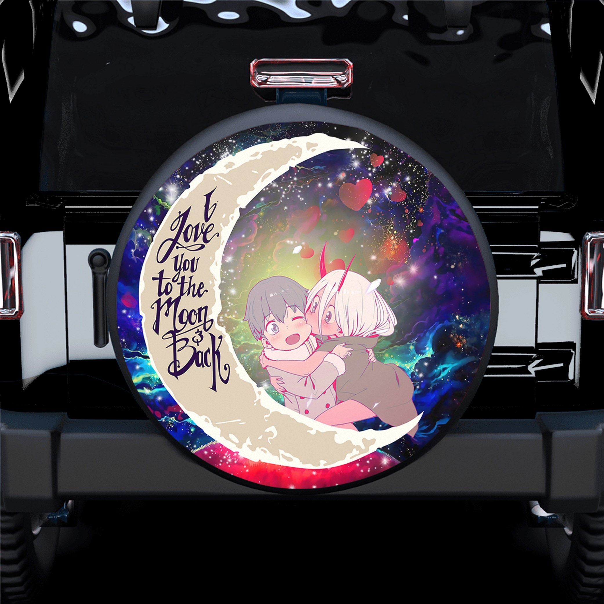 Darling In The Franxx Hiro And Zero Two Love You To The Moon Galaxy Spare Tire Covers Gift For Campers Nearkii