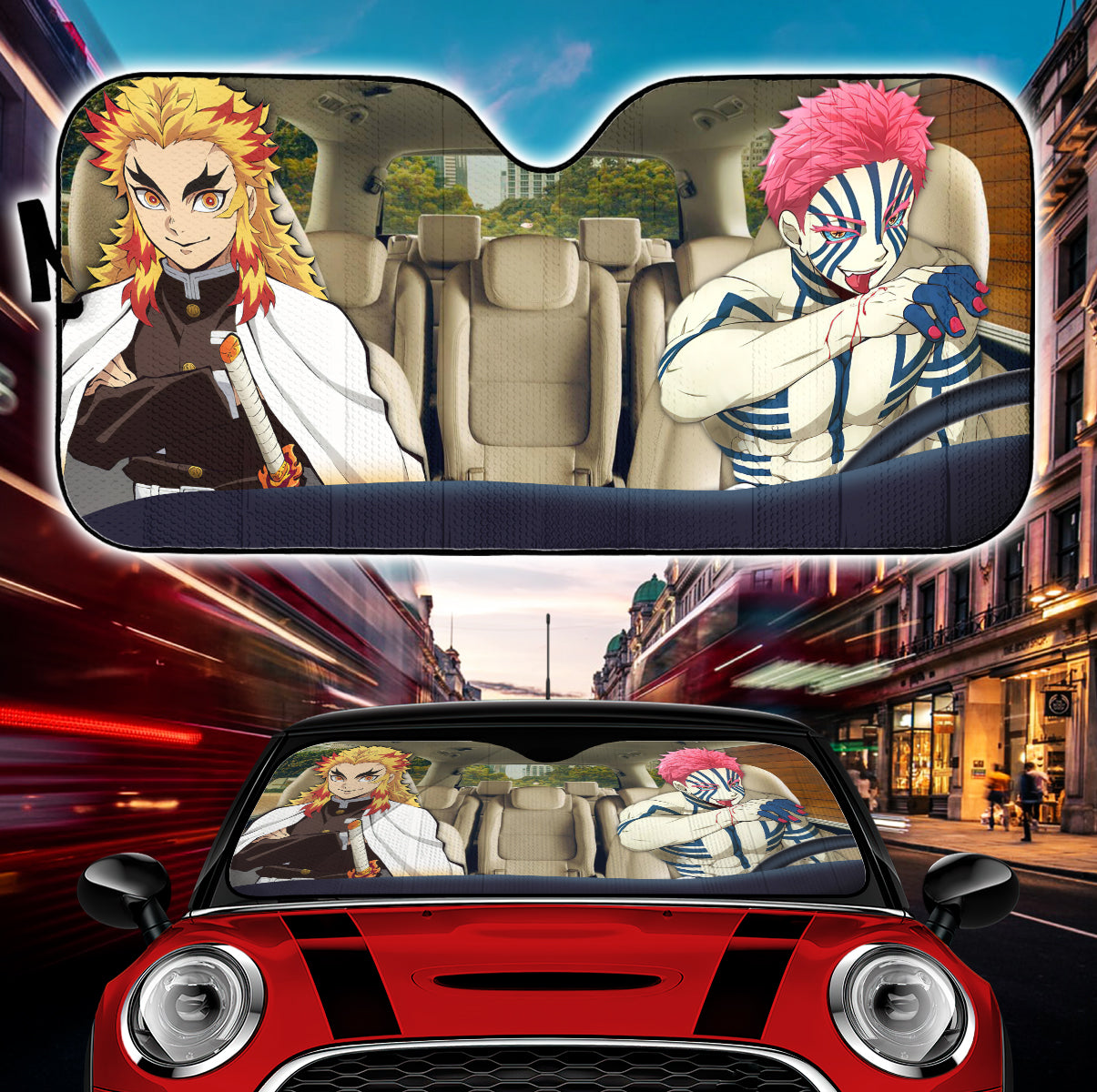 Demon Slayer Akaza Kyojuro Car Auto Sunshades Nearkii