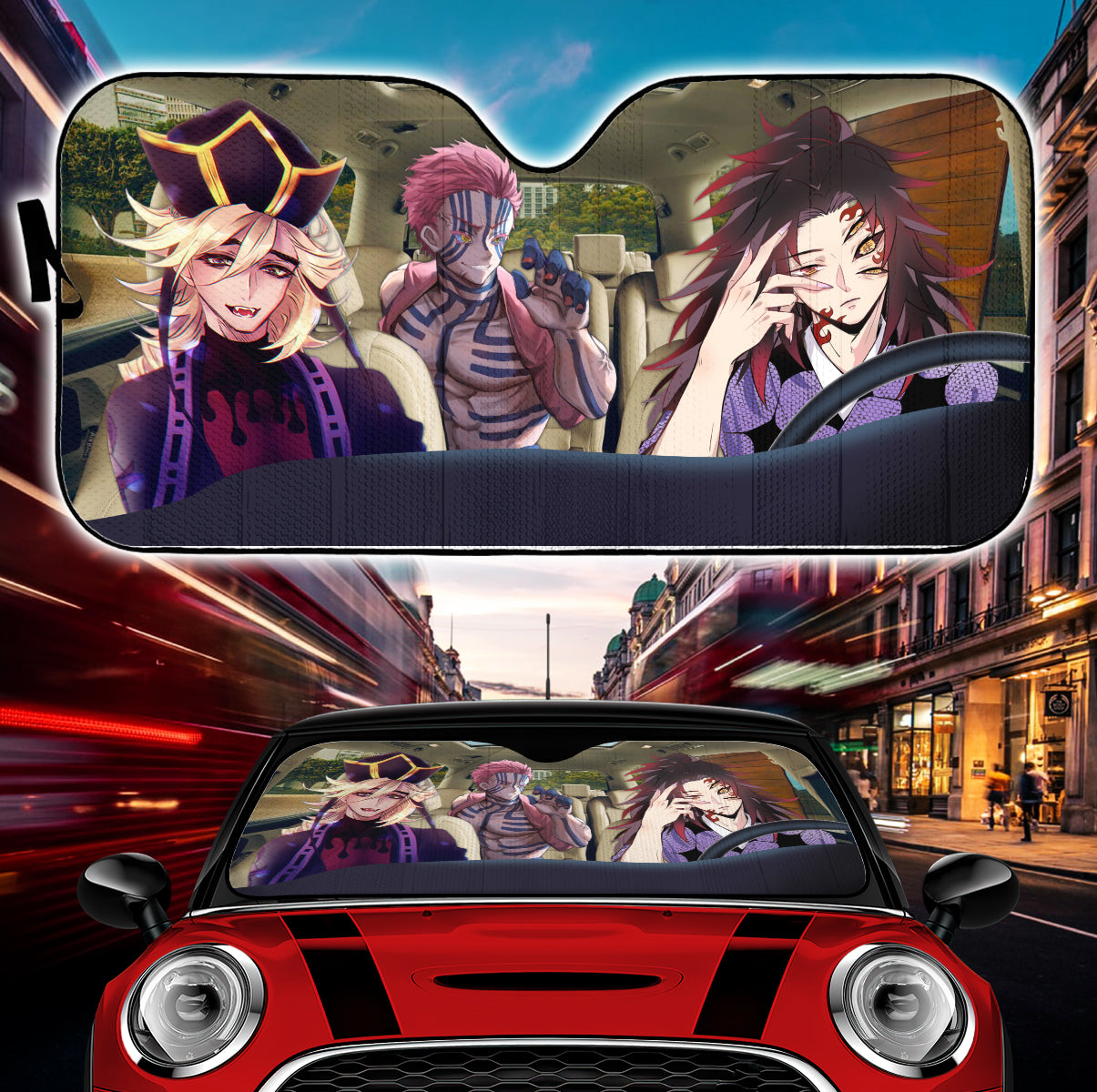 Demon Slayer Kokushibo Doma Akaza Car Auto Sunshades Nearkii