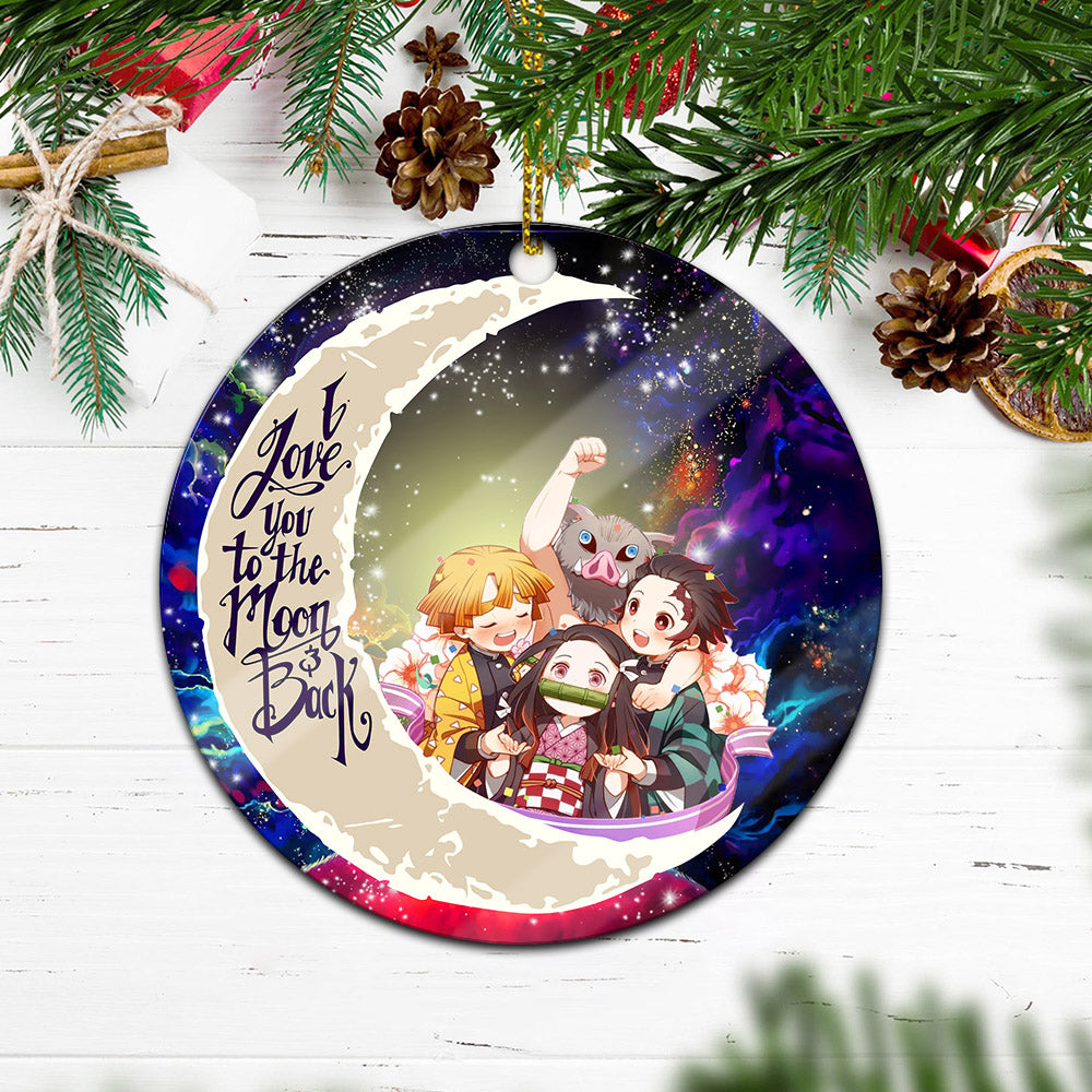 Demond Slayer Team Love You To The Moon Galaxy Mica Circle Ornament Perfect Gift For Holiday Nearkii