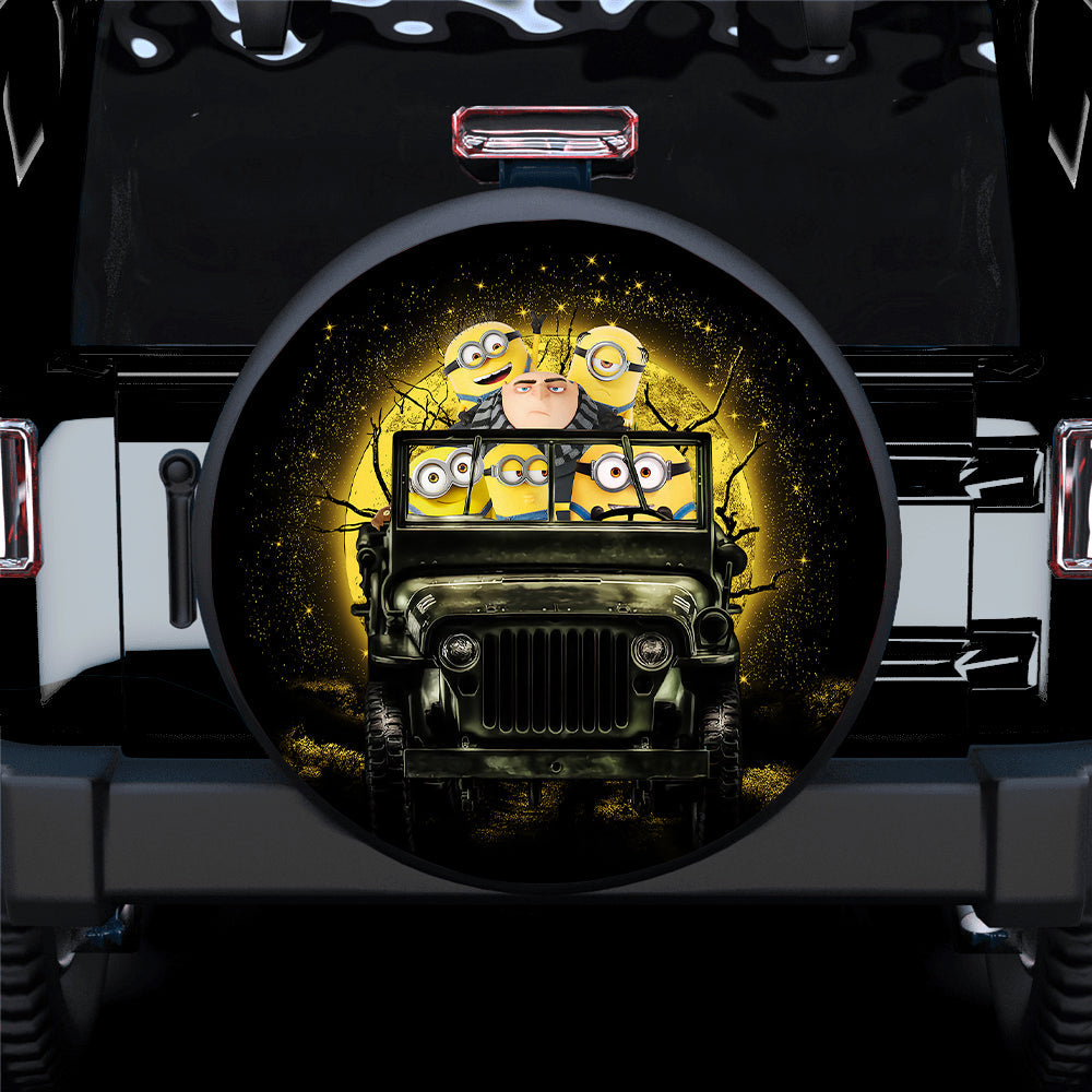 Despicable Me Gru And Minions Ride Jeep Moonlight Halloween Funny Car Spare Tire Covers Gift For Campers Nearkii