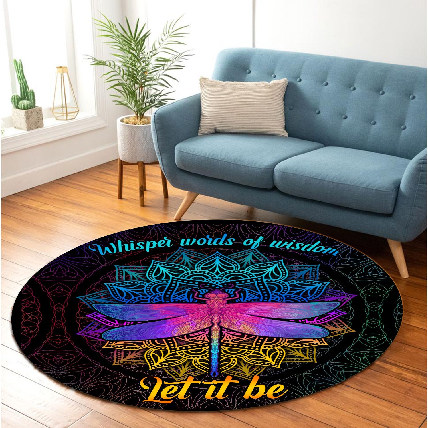 Dragonfly Let It Be Round Carpet Rug Bedroom Livingroom Home Decor Nearkii