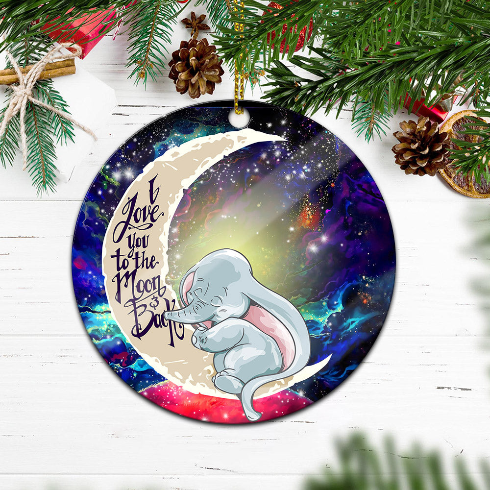 Dumbo Elephant Love You To The Moon Galaxy Mica Circle Ornament Perfect Gift For Holiday Nearkii