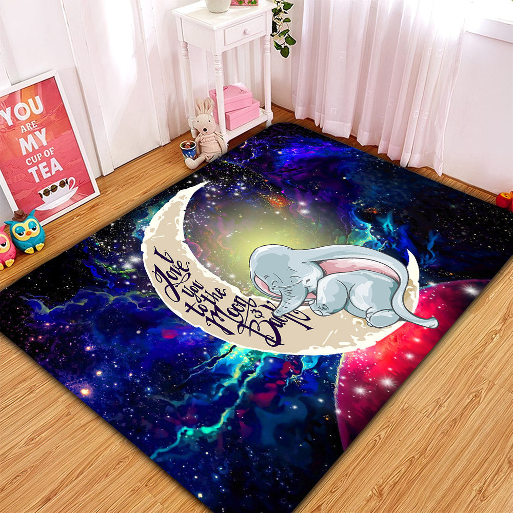 Dumbo Elephant Love You To The Moon Galaxy Carpet Rug Home Room Decor Nearkii