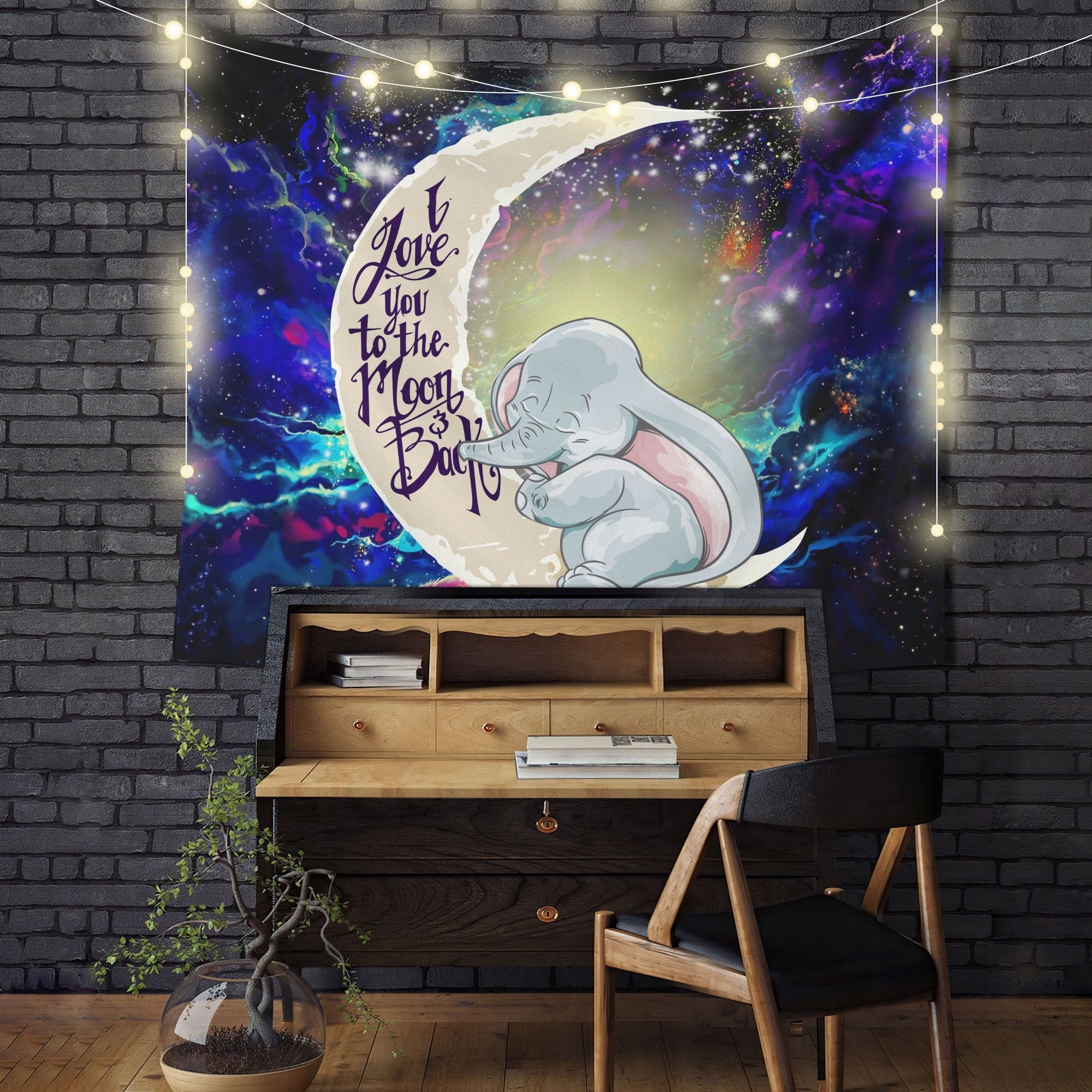 Dumbo Elephant Moon And Back Tapestry Room Decor Nearkii