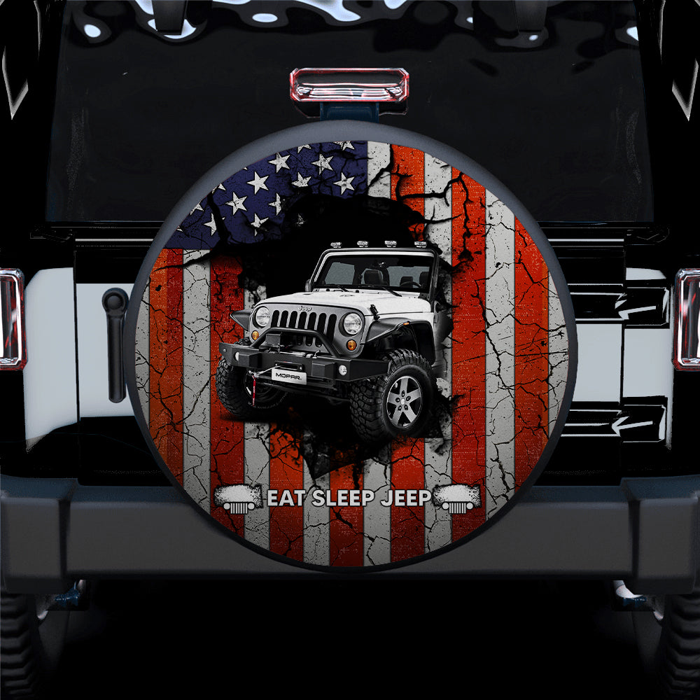 Eat Sleep Jeep American Flag Car Spare Tire Covers Gift For Campers Nearkii