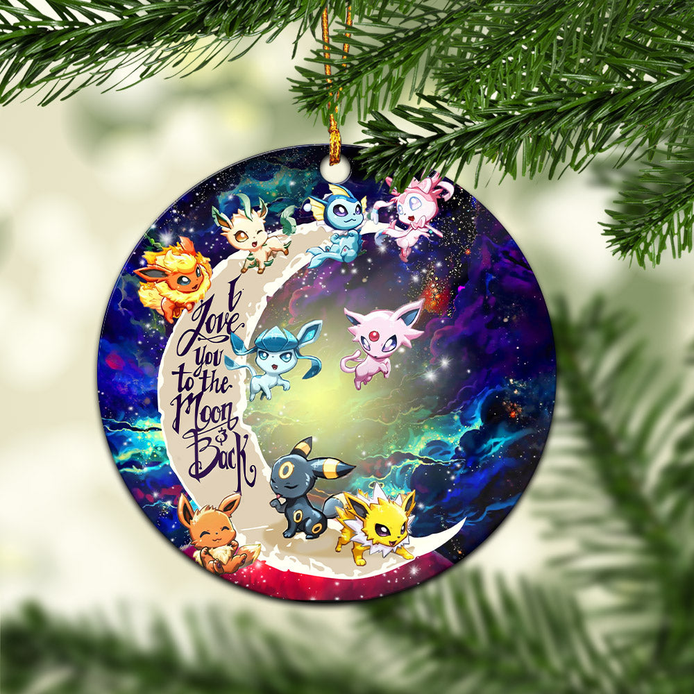 Eevee Evolution Pokemon Love You To The Moon Galaxy Mica Circle Ornament Perfect Gift For Holiday Nearkii