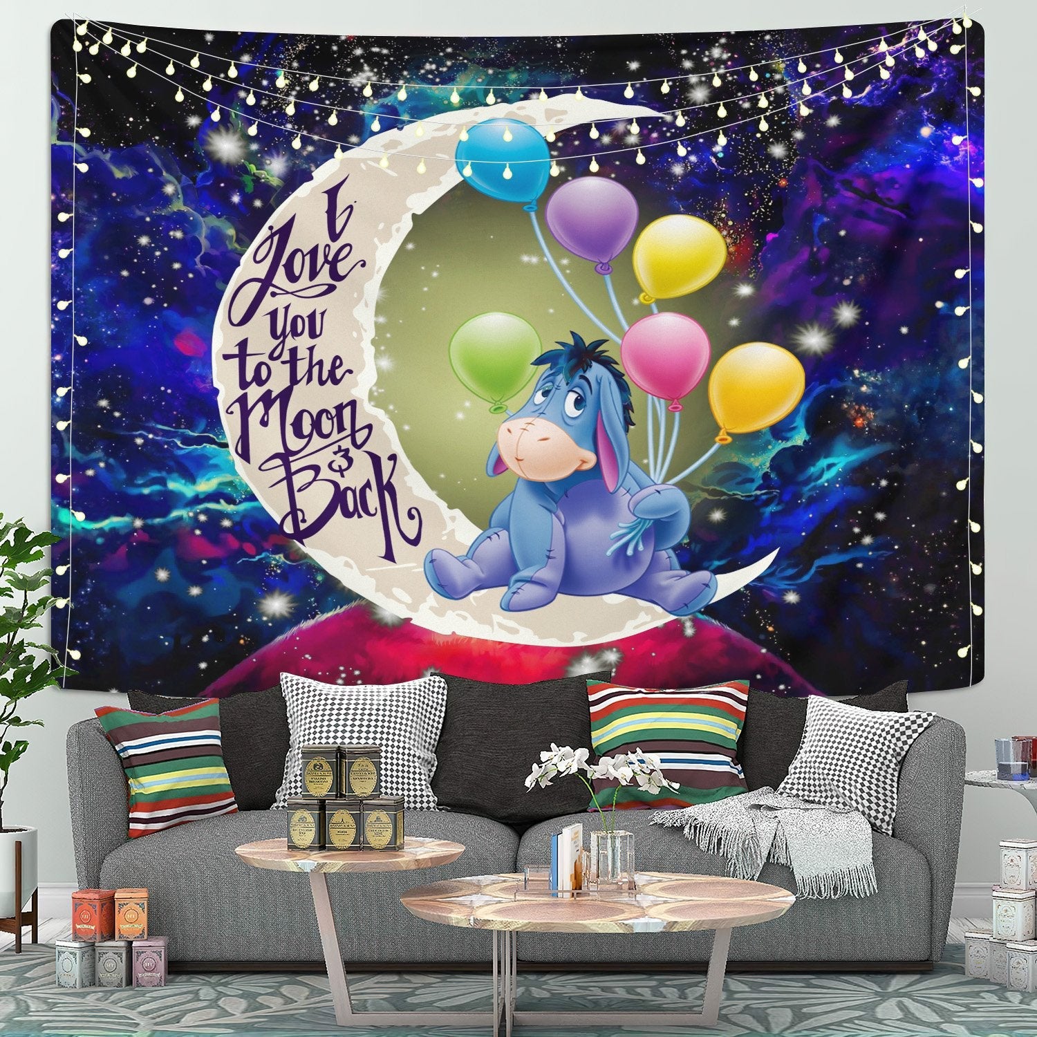 Eeyore Moon And Back Galaxy Tapestry Room Decor Nearkii