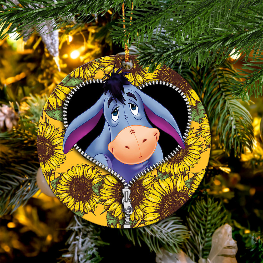 Eeyore Sunflower Zipper Mica Circle Ornament Perfect Gift For Holiday Nearkii