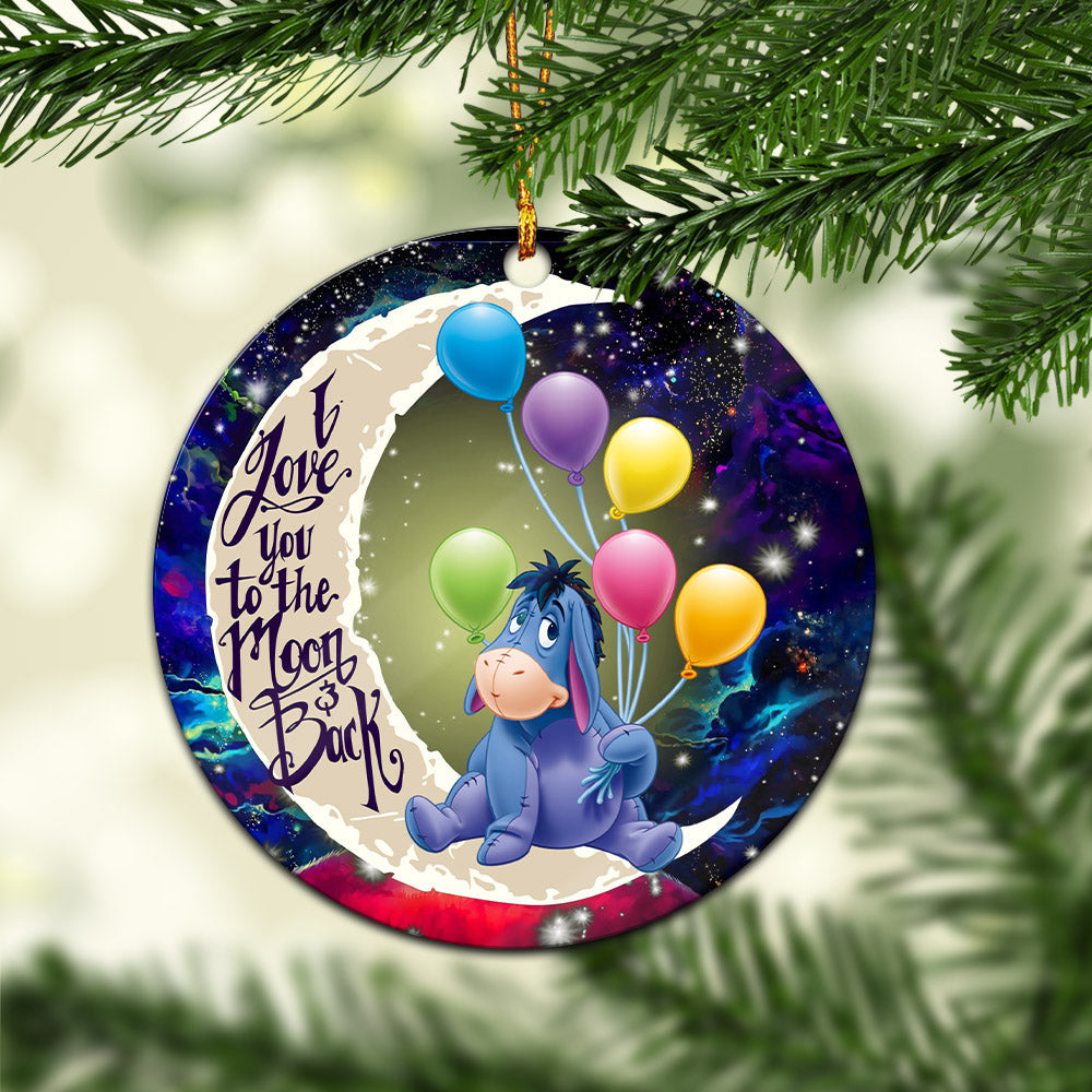 Eeyore Winnie The Pooh Love You To The Moon Galaxy Mica Circle Ornament Perfect Gift For Holiday Nearkii