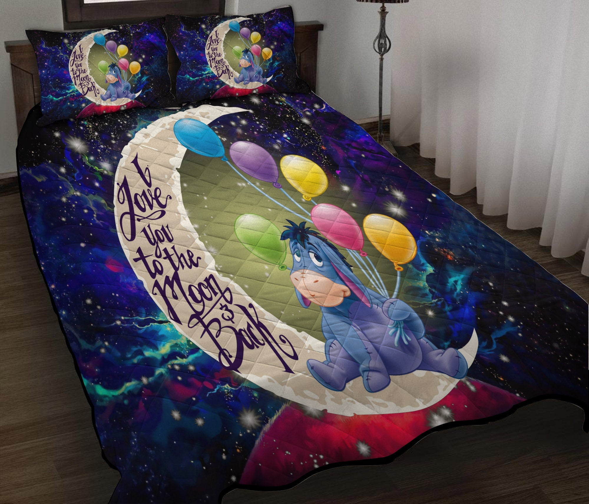 Eeyore Winnie The Pooh Love You To The Moon Galaxy Quilt Bed Sets Nearkii