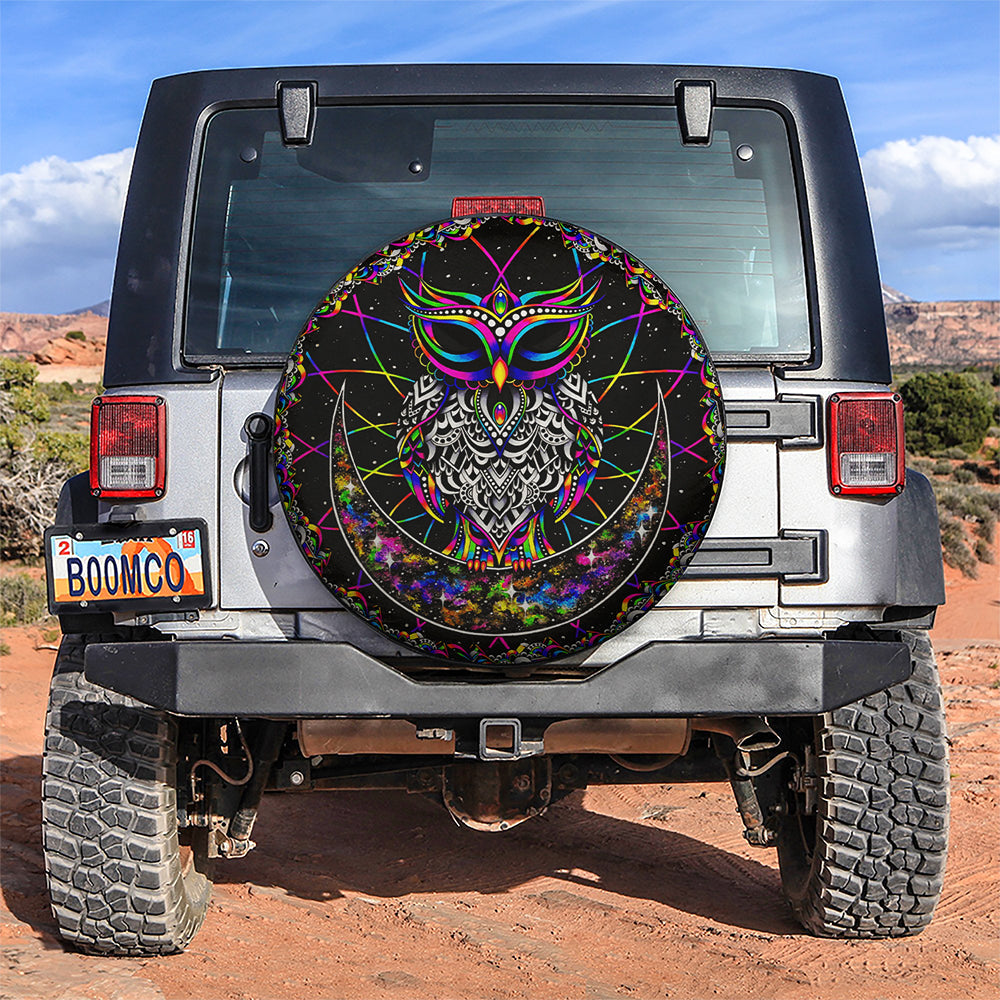 Electronic Owl, Wild Animals Car Spare Tire Cover Gift For Campers Nearkii