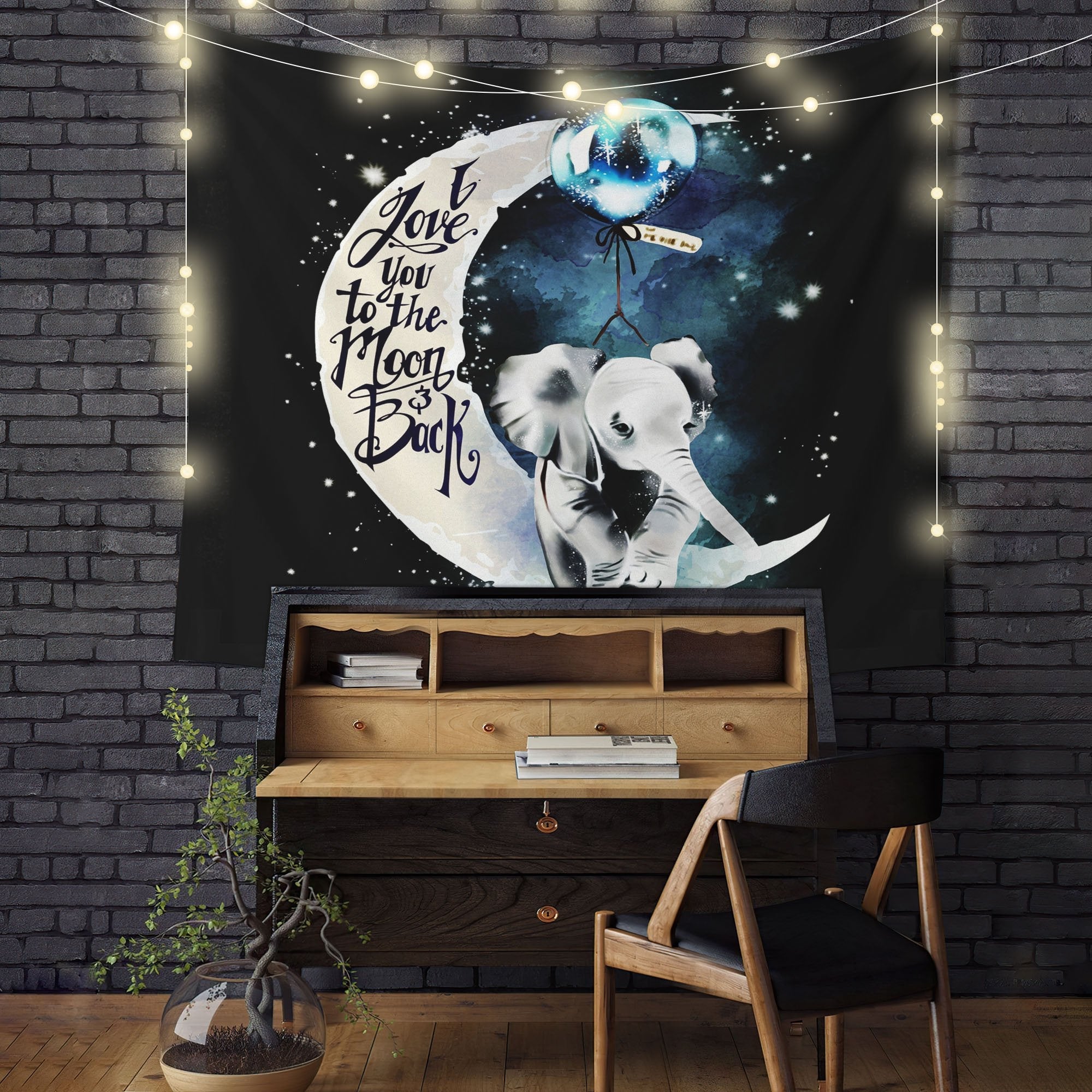 Elephant Love You To The Moon Tapestry Room Decor Nearkii