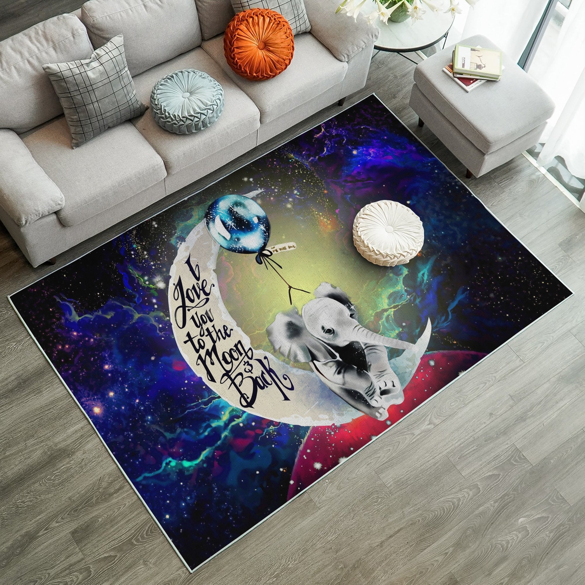 Elephant Love You To The Moon Galaxy Carpet Rug Home Room Decor Nearkii