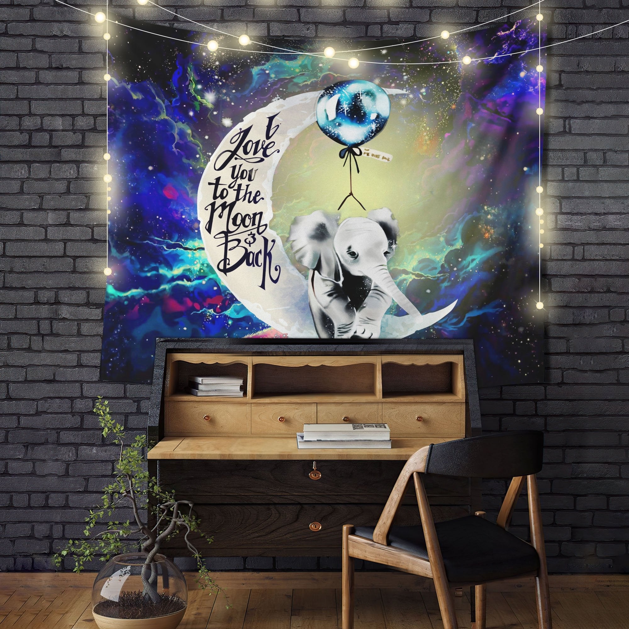 Elephant Cute Moon And Back Tapestry Room Decor Nearkii