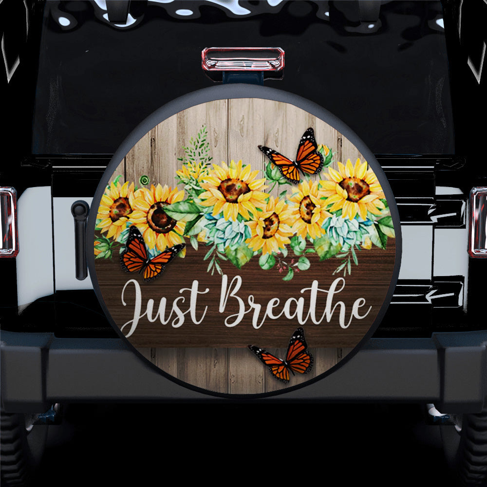 Faith Sunflower Just Breathe Car Spare Tire Covers Gift For Campers Nearkii